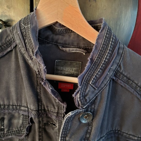 Esprit Retro Utility Charcoal Grey Denim Jean Jacket - Medium - Picture 5 of 9